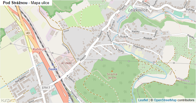 Pod Strážnou - mapa ulice