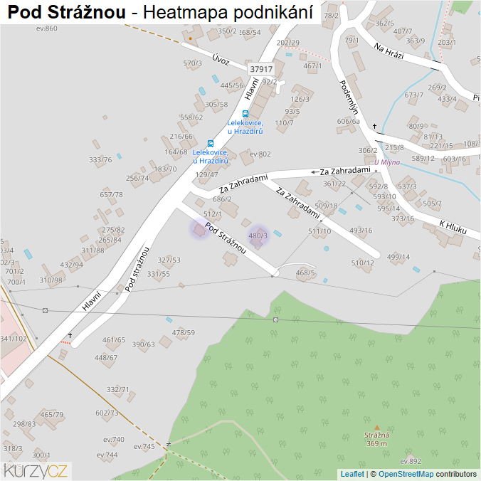 Mapa Pod Strážnou - Firmy v ulici.