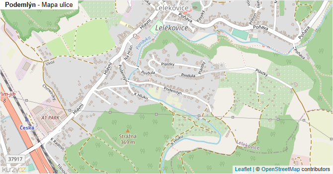 Podemlýn - mapa ulice
