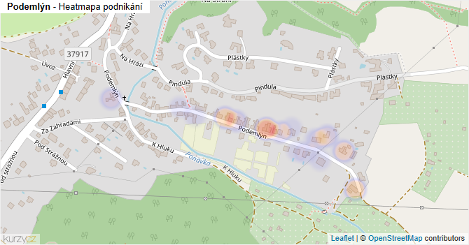 Podemlýn - mapa podnikání