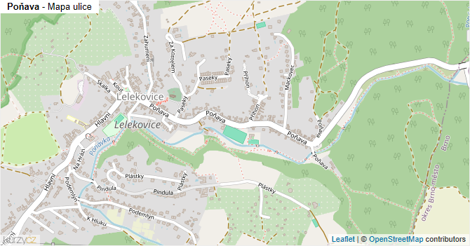 Poňava - mapa ulice
