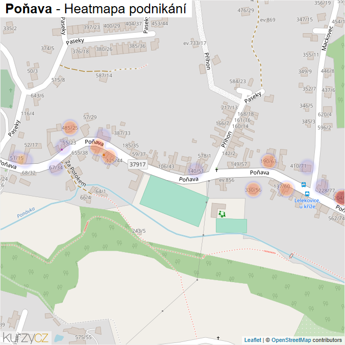 Mapa Poňava - Firmy v ulici.