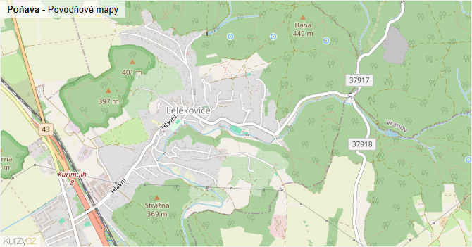 Poňava - záplavové mapy stoleté vody