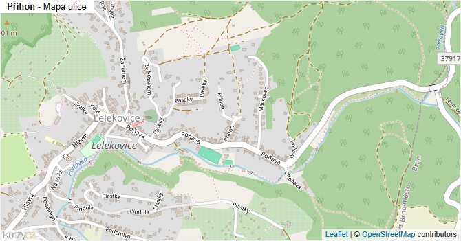 Příhon - mapa ulice
