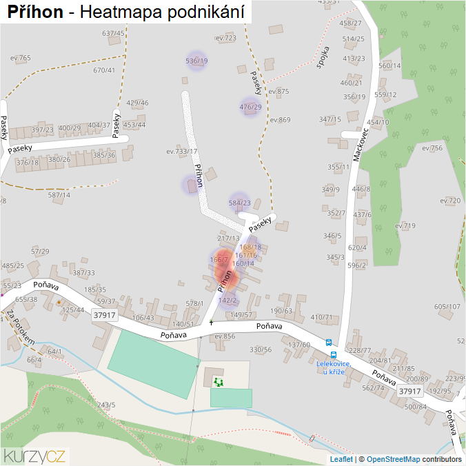 Mapa Příhon - Firmy v ulici.