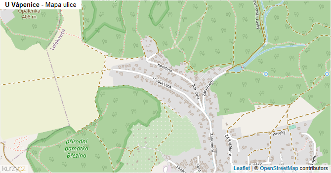 U Vápenice - mapa ulice
