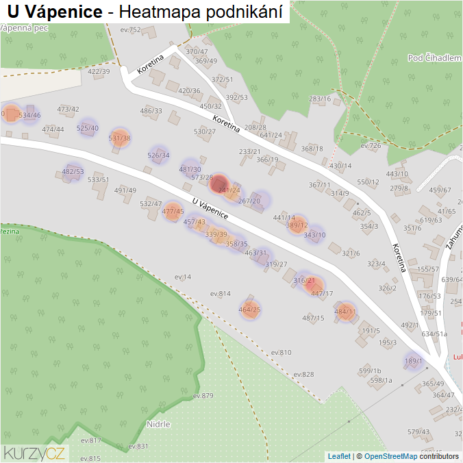 Mapa U Vápenice - Firmy v ulici.