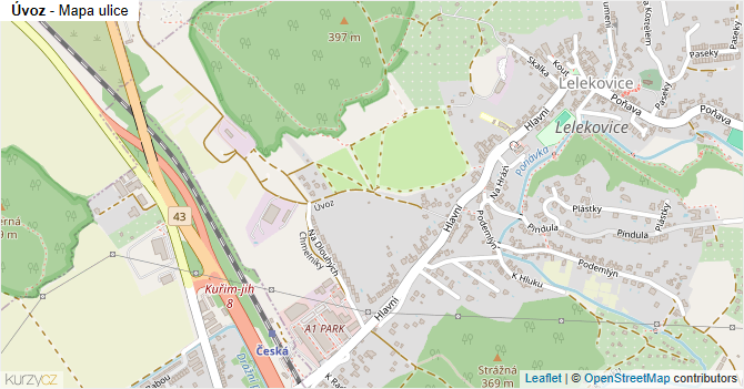 Úvoz - mapa ulice