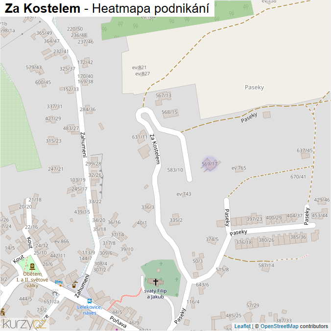 Mapa Za Kostelem - Firmy v ulici.