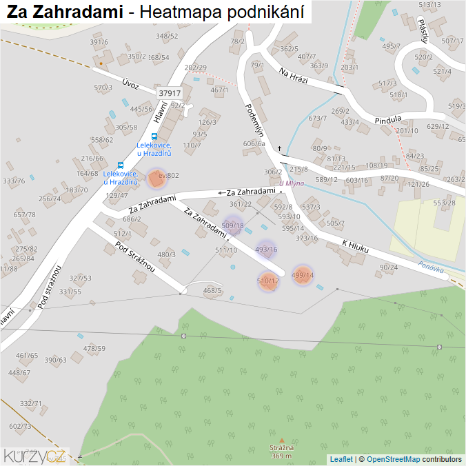 Mapa Za Zahradami - Firmy v ulici.