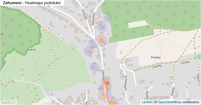 Zahumení - mapa podnikání