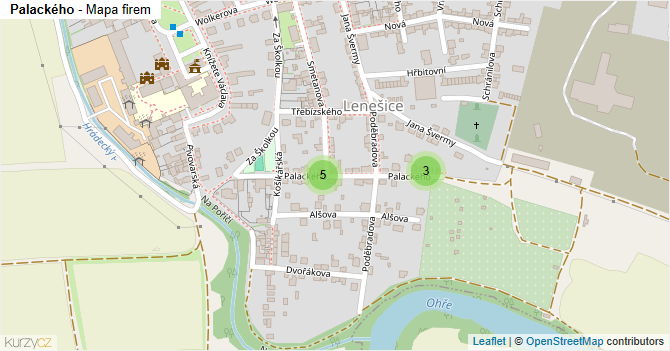 Palackého - mapa firem