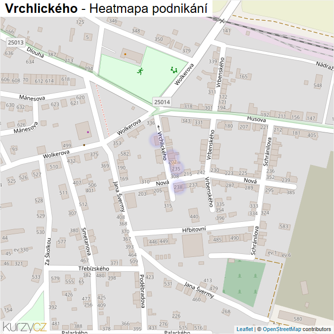 Mapa Vrchlického - Firmy v ulici.