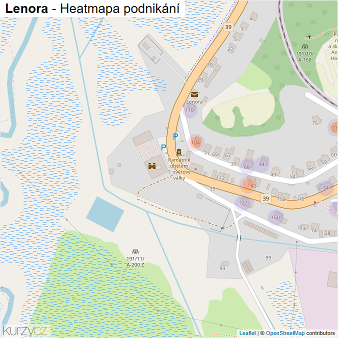 Mapa Lenora - Firmy v části obce.
