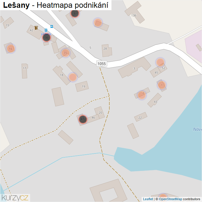 Mapa Lešany - Firmy v obci.