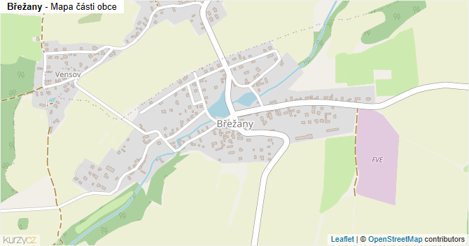Břežany - mapa části obce