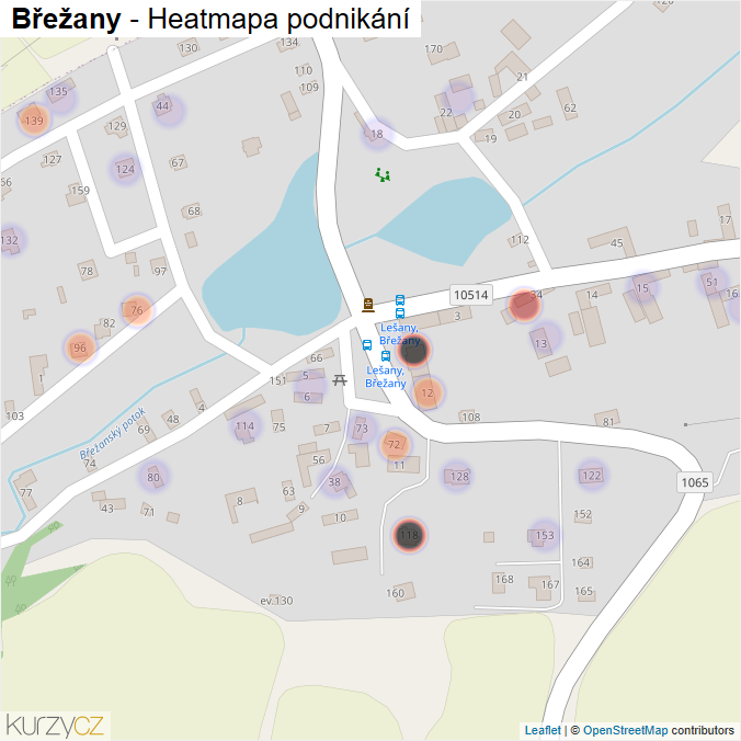 Mapa Břežany - Firmy v části obce.
