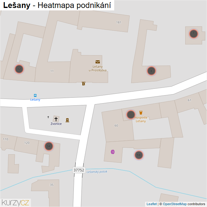 Mapa Lešany - Firmy v obci.