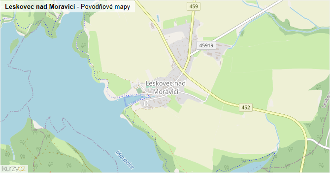 Leskovec nad Moravicí - záplavové mapy stoleté vody