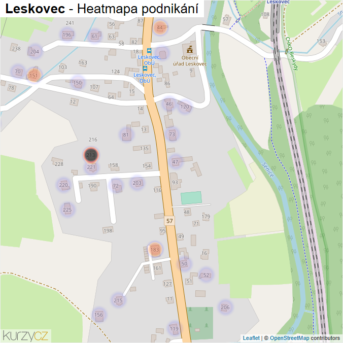 Mapa Leskovec - Firmy v části obce.