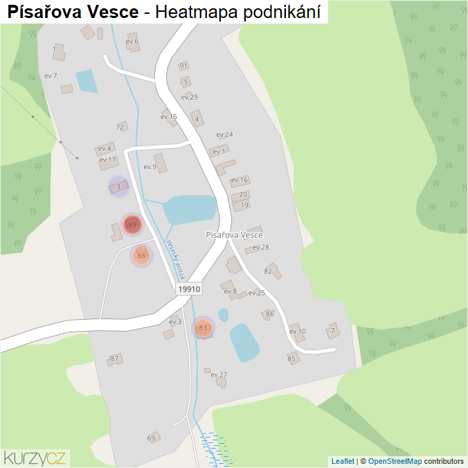 Mapa Písařova Vesce - Firmy v části obce.