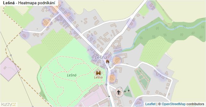 Lešná - mapa podnikání