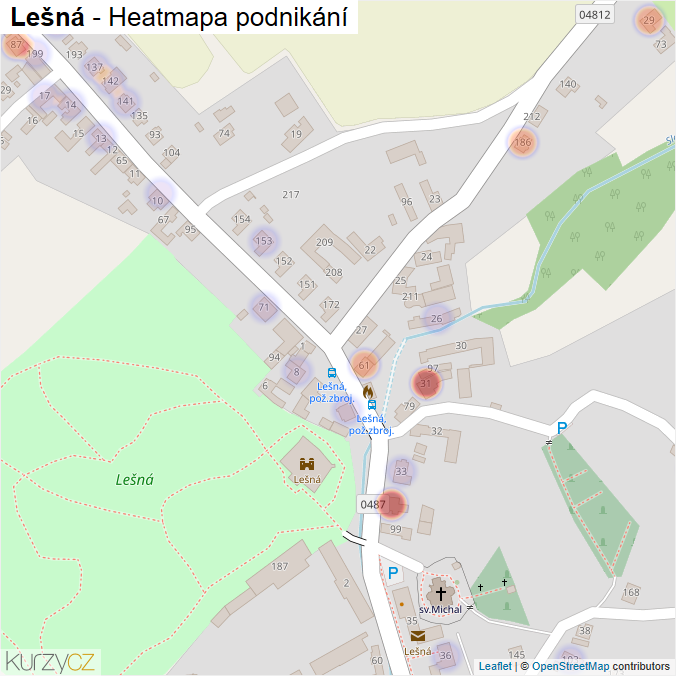Mapa Lešná - Firmy v části obce.