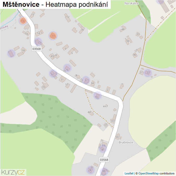 Mapa Mštěnovice - Firmy v části obce.