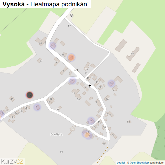 Mapa Vysoká - Firmy v části obce.