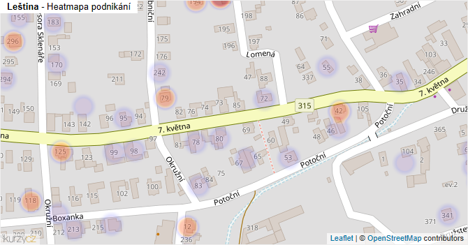 Leština - mapa podnikání