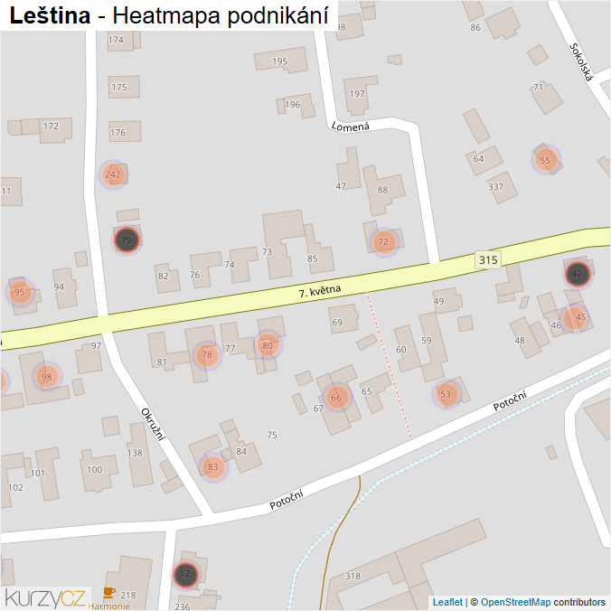 Mapa Leština - Firmy v obci.