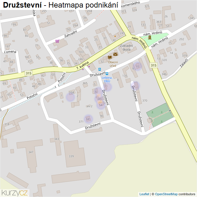 Mapa Družstevní - Firmy v ulici.