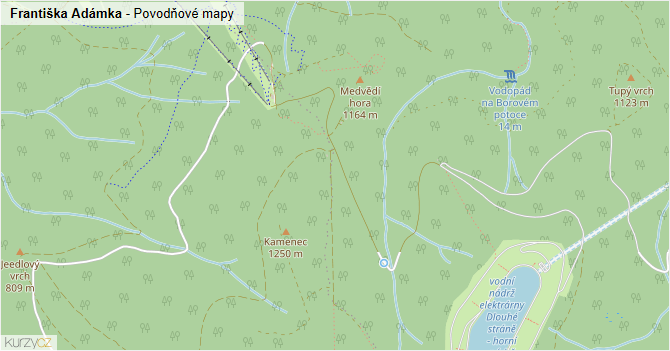 Františka Adámka - záplavové mapy stoleté vody