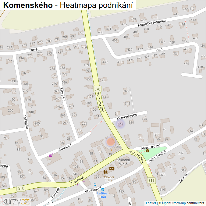Mapa Komenského - Firmy v ulici.