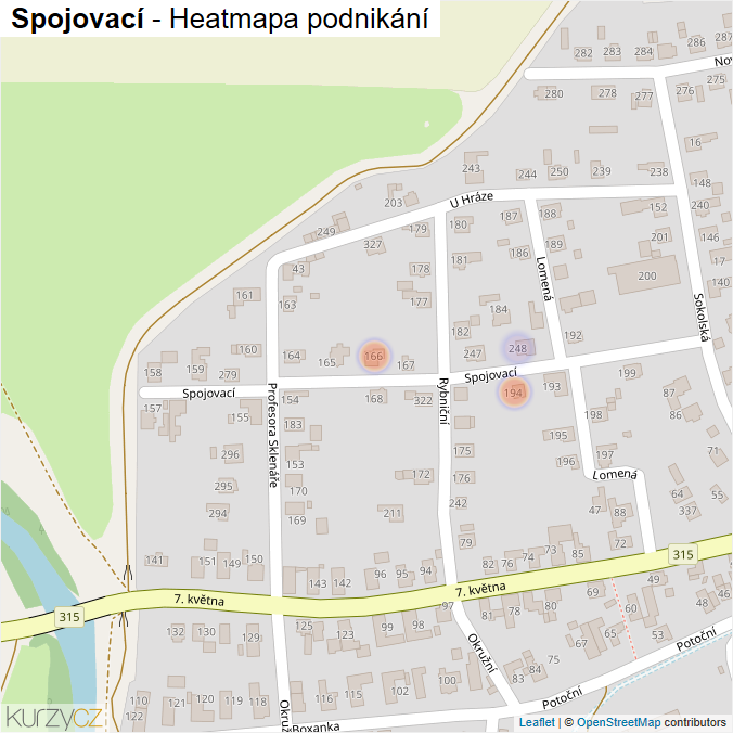 Mapa Spojovací - Firmy v ulici.