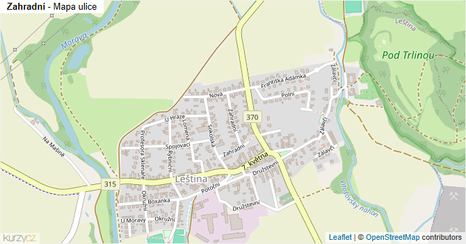 Zahradní - mapa ulice
