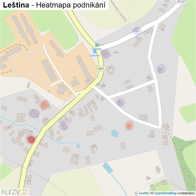 Mapa Leština - Firmy v části obce.