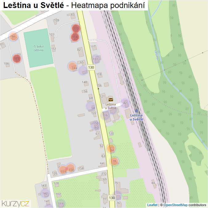 Mapa Leština u Světlé - Firmy v části obce.