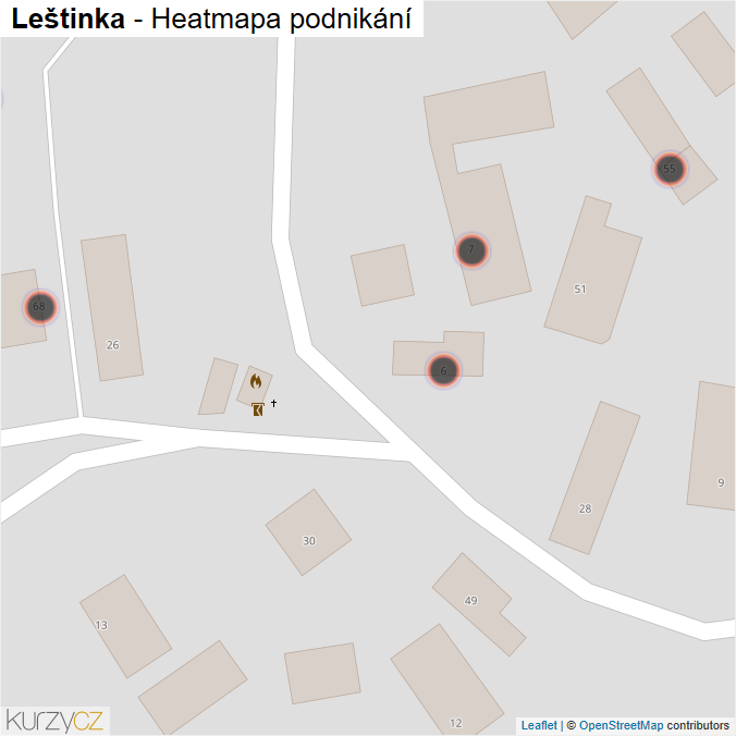 Mapa Leštinka - Firmy v obci.