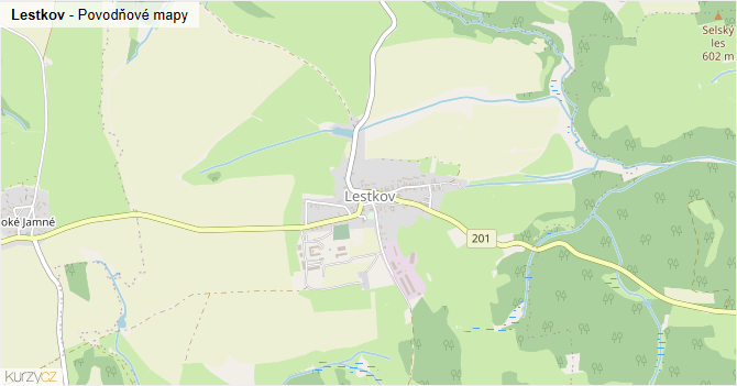 Lestkov - záplavové mapy stoleté vody