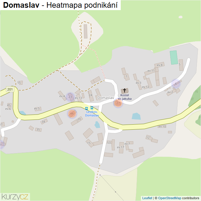 Mapa Domaslav - Firmy v části obce.