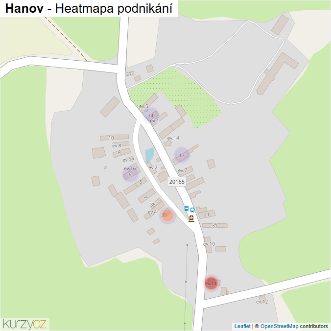 Mapa Hanov - Firmy v části obce.