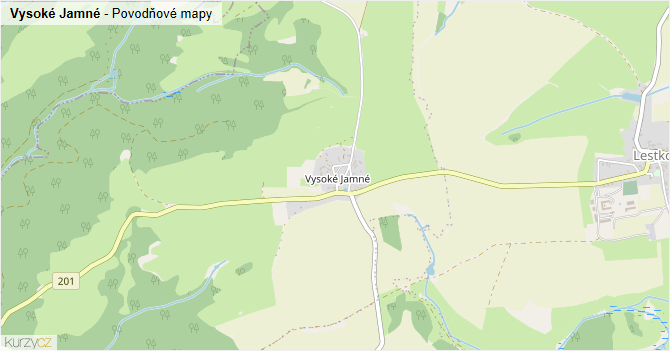 Vysoké Jamné - záplavové mapy stoleté vody