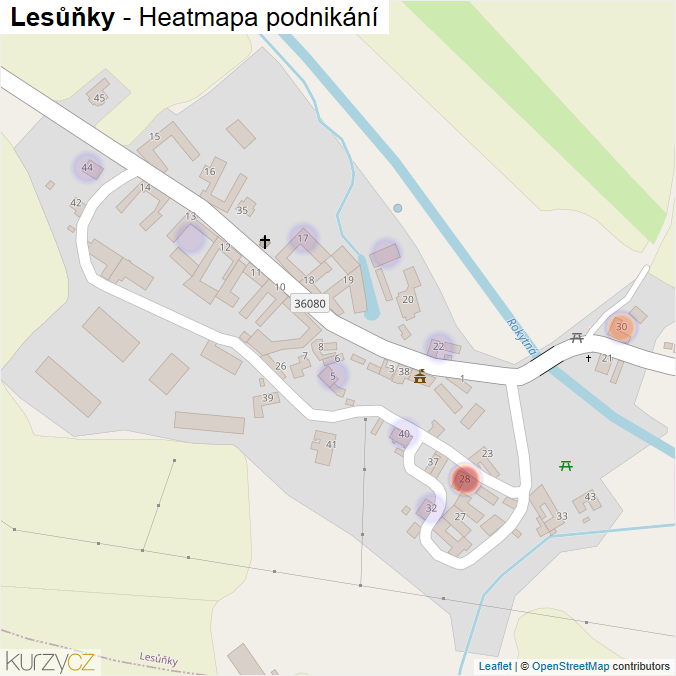 Mapa Lesůňky - Firmy v části obce.