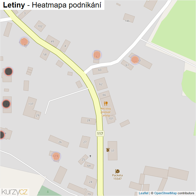 Mapa Letiny - Firmy v obci.