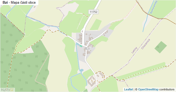 Bzí - mapa části obce