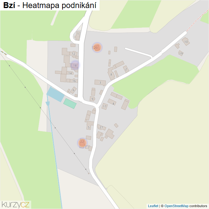 Mapa Bzí - Firmy v části obce.