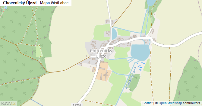 Chocenický Újezd - mapa části obce