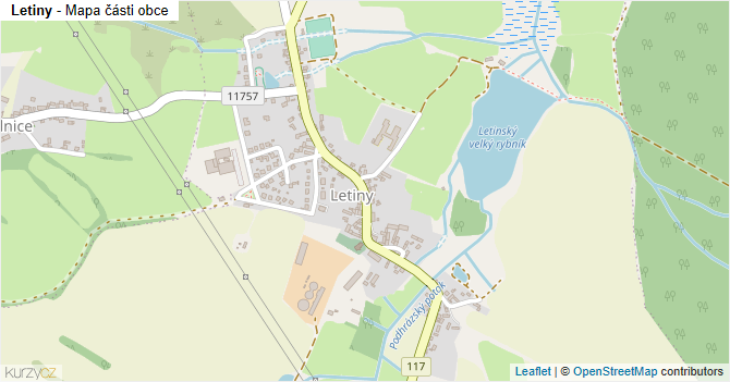Letiny - mapa části obce