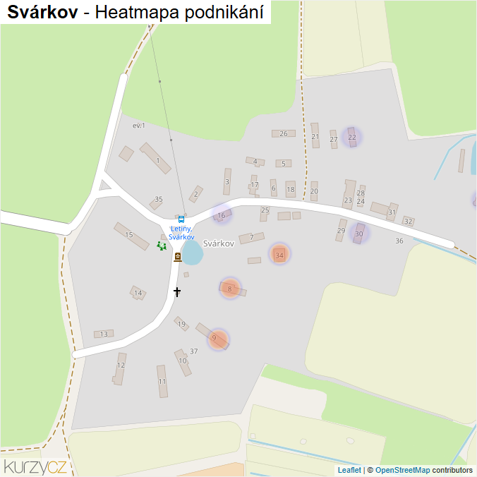 Mapa Svárkov - Firmy v části obce.